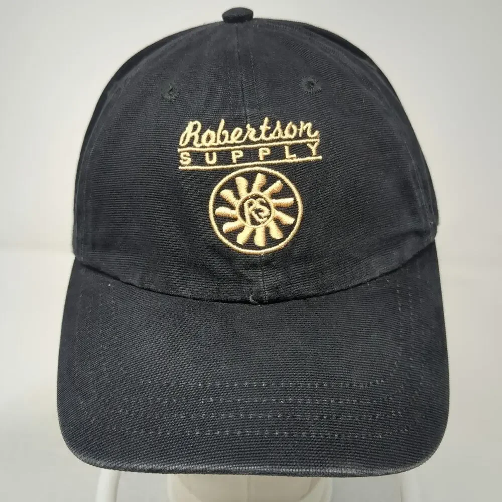 Robertson Supply Baseball Cap Black One Size Gold Embroidery EST. 1948 Logo Hat